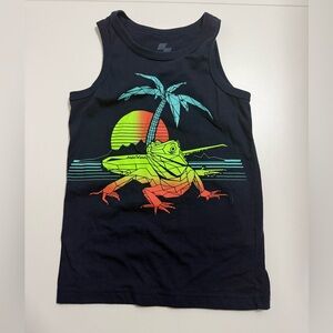 Kids Navy Tank Top with Tropical Print